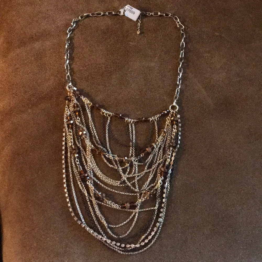 Therapy store multi chain swoop necklace